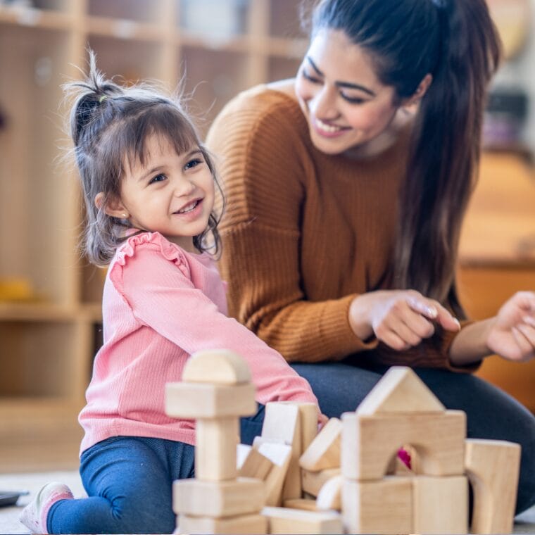 Mother and daighter playing