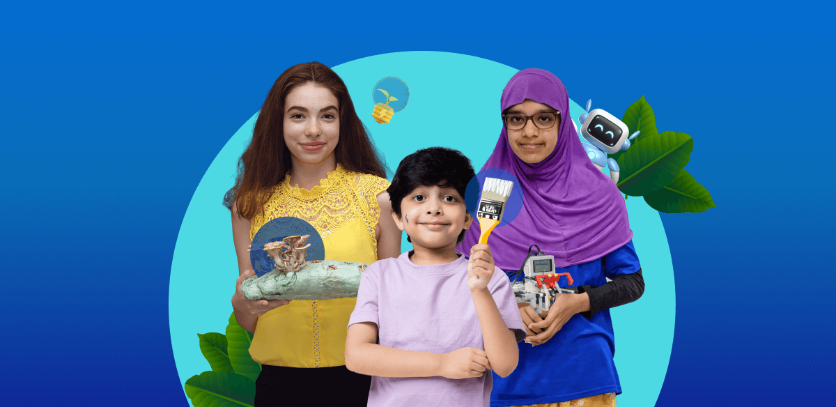 Three children joyfully hold a colorful toy, showcasing a moment of playfulness and togetherness.